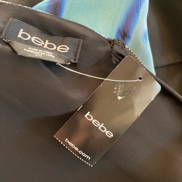 Bebe Dress Mini Sleeveless Crop Black Skirt Multicolour Top Size Large New - Picture 9 of 11